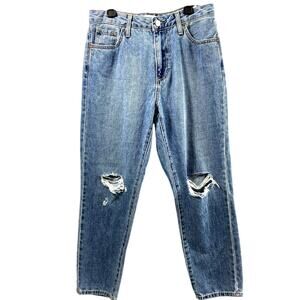 Daryl Ann Denner Pink Lily Jeans Womens 27 Medium Wash Denim Distress Destroyed